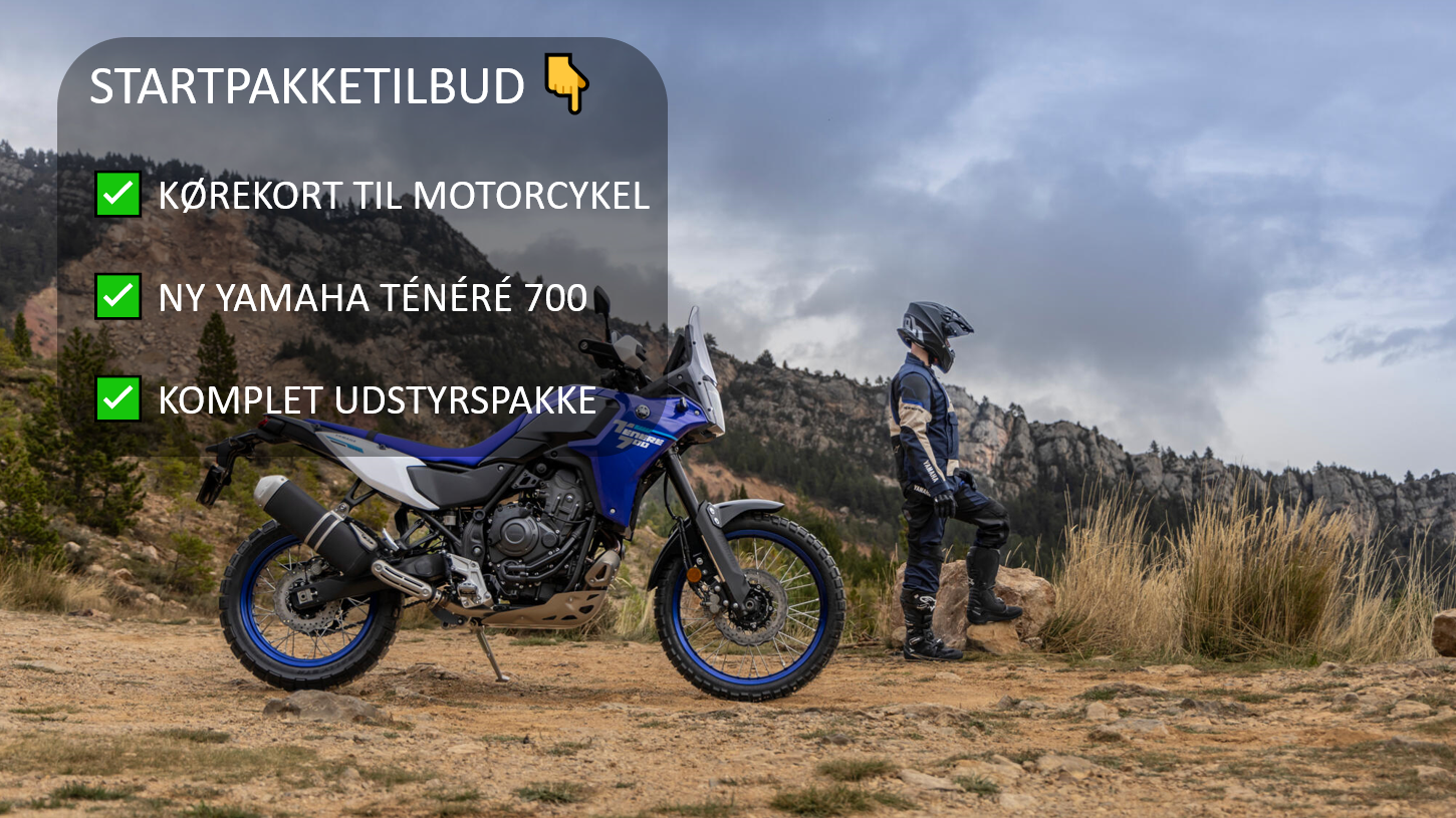 motorcykel startpakketilbud yamaha tenere 700 kørekort udstyr